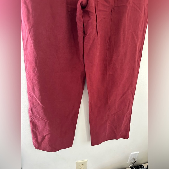 Silk linen blend Kate hill casual red women’s pants  drawstring size 10 - Picture 11 of 13